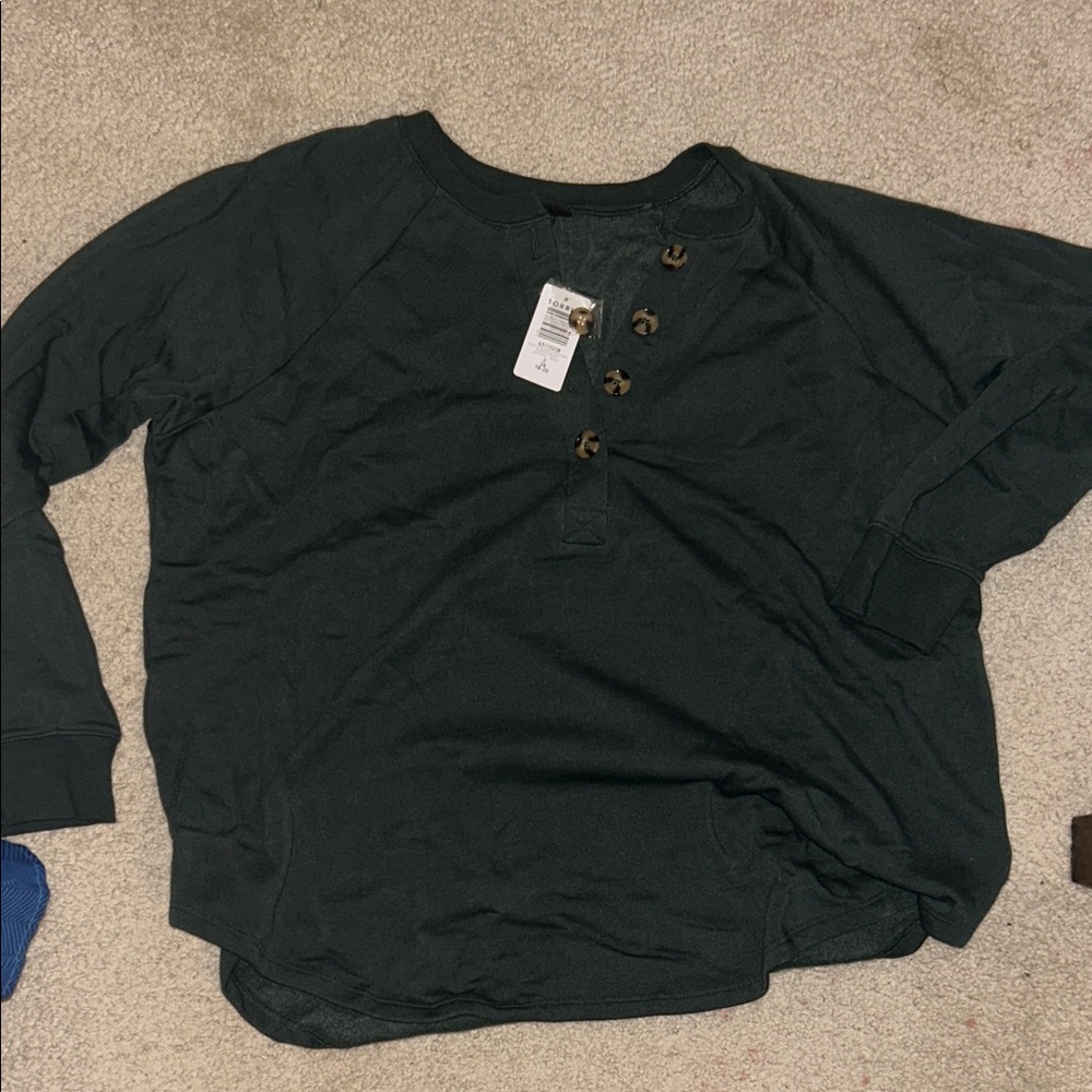 Women's dark green Button-Up Top